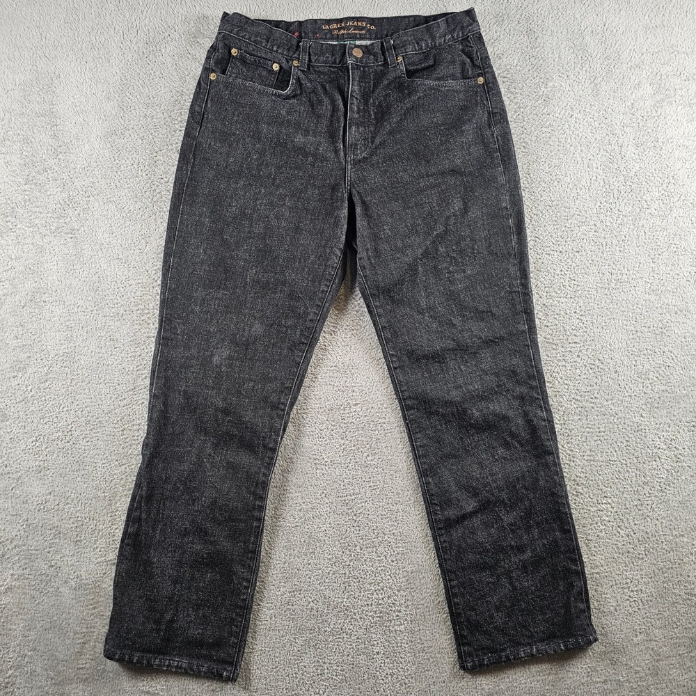 Lauren Ralph Lauren Jeans Co Womens 12 Black Classic Straight Leg Denim Pants